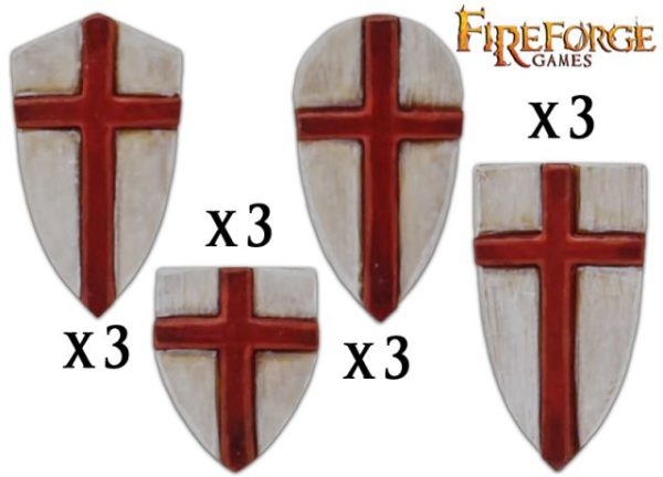 Crusader Shields 12 Fireforge Games Middle Age Waffen Schild Holzschild 28mm