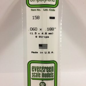 Evergreen 158 Plasticcart Strip 1,5x4,8x350mm (10) Polystyrene Vierkantprofile