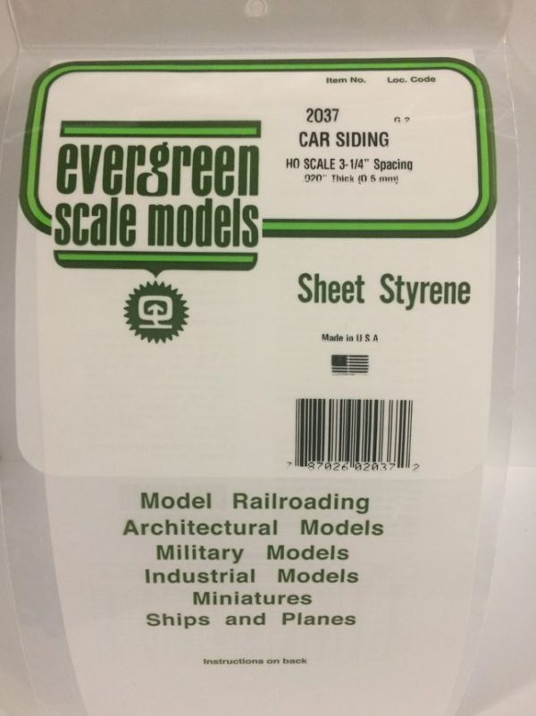 Evergreen 2037 Plasticcart Sheet H0 Scale Freight Car Siding 150x300x0,5mm (1)