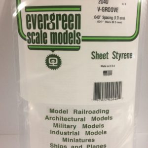 Evergreen 2040 Plasticcart Sheet V Groove Siding 1,0 mm Spacing 150x300x0,5mm