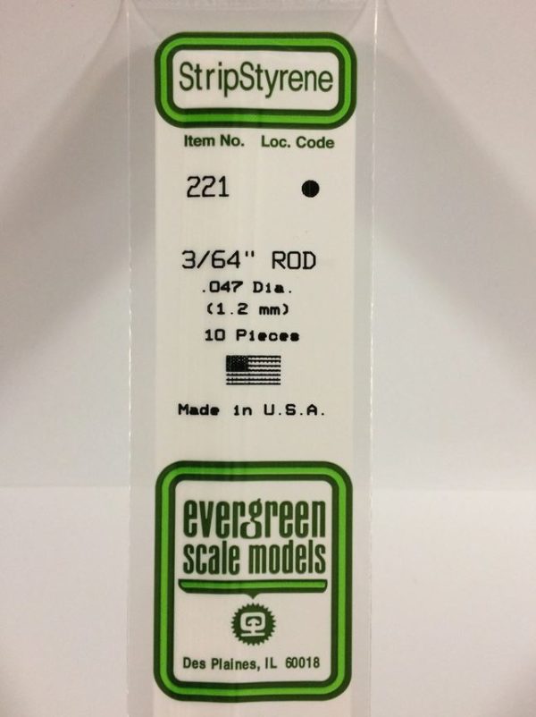 Evergreen 221 Plasticcart Rod Ã 1,2mm (10) Polystyrene Rundstab weiÃ Modellbau