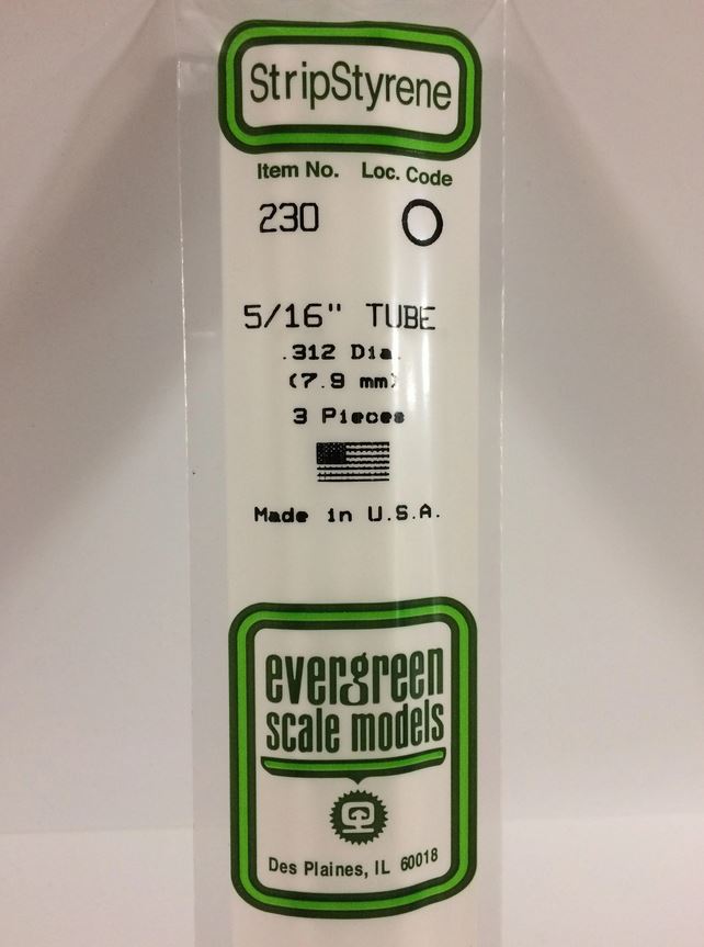 Evergreen 230 Plasticcart Tube Ã 7,9mm (3) Polystyrene RundrÃ¶hre weiÃ Modellbau