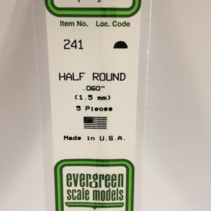 Evergreen 241 Plasticcart Half Round â 1,5 (5) Polystyrene Halbrundstab