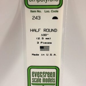 Evergreen 243 Plasticcart Half Round â 2,5 (3) Polystyrene Halbrundstab