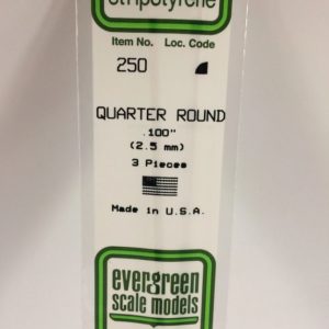 Evergreen 250 Plasticcart Quarter Round â 2,5 (3) Polystyrene Viertelrund