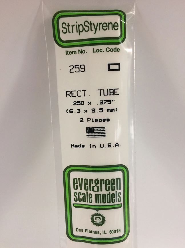 Evergreen 259 Plasticcart Rectangular Tube 6,3x9,5mm Polystyrene Rechteckrohr