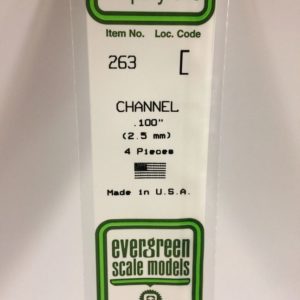 Evergreen 263 Plasticcart U Channel 2,5x1,1x350mm (4) Polystyrene U-Profil