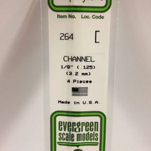 Evergreen 264 Plasticcart U Channel 3,2x1,2x350mm (4) Polystyrene U-Profil
