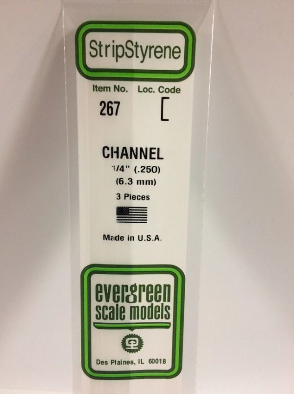 Evergreen 267 Plasticcart U Channel 6,3x2,0x350mm (3) Polystyrene U-Profil