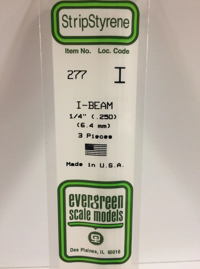 Evergreen 277 Plasticcart I-Beam 6,3x2,9x350mm (3) Polystyrene I-Profil