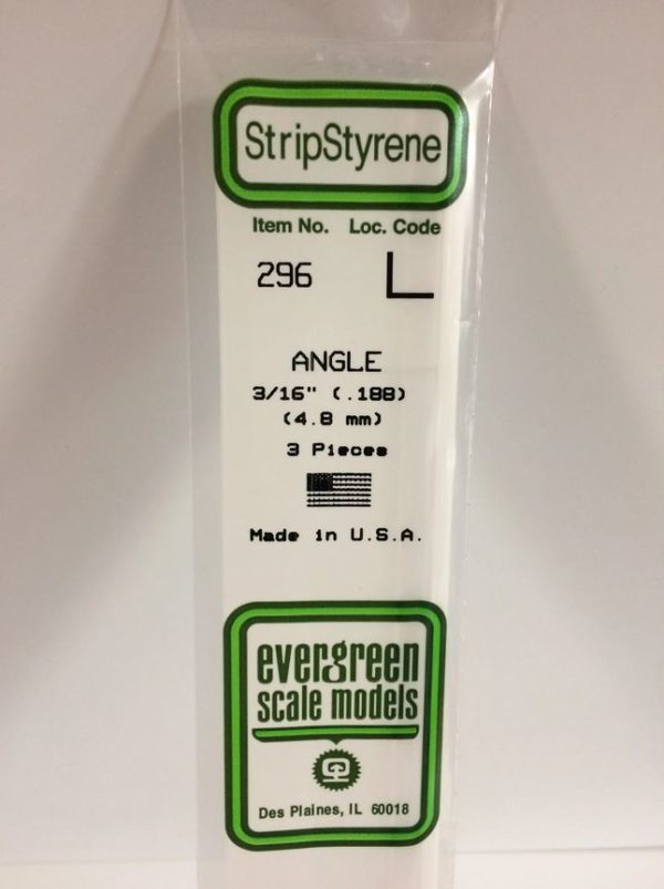 Evergreen 296 Plasticcart Angle 4,8x4,8x350mm (3) Polystyrene Winkel L-Profil