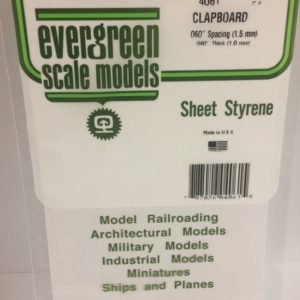 Evergreen 4061 Plasticcart Sheet Clapboard Siding 1,5mm Spacing 150x300x1,0mm