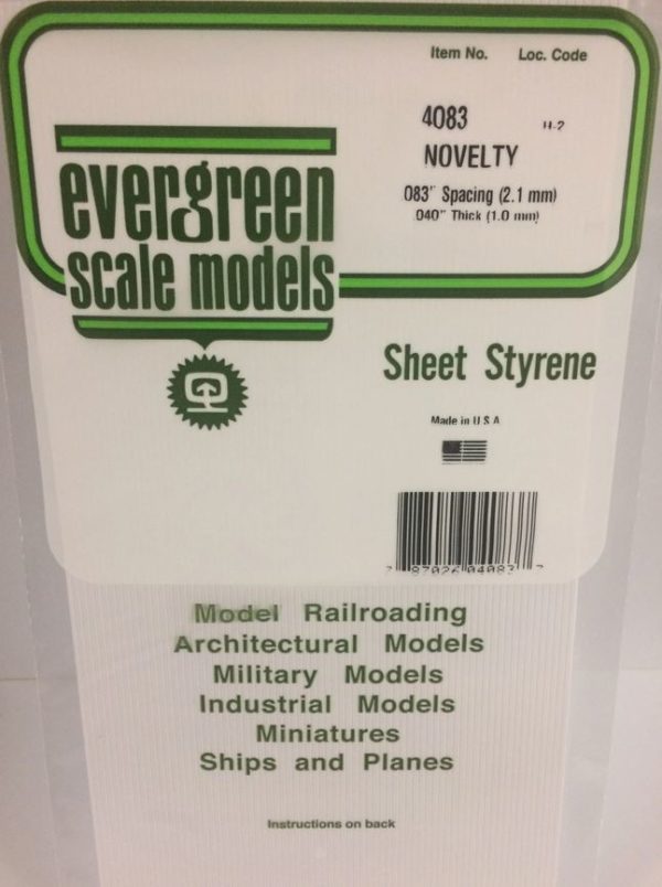 Evergreen 4083 Plasticcart Sheet Novelty Siding 2,1mm Spacing 150x300x1,0mm