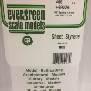 Evergreen 4188 Plasticcart Sheet V Groove Siding 4,8 mm Spacing 150x300x1,0mm