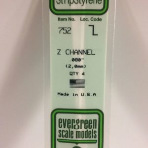Evergreen 752 Plasticcart Z-Channel 2,0x1,0x350mm (4) Polystyrene Z-Profil