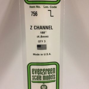 Evergreen 756 Plasticcart Z-Channel 4,8x2,3x350mm (3) Polystyrene Z-Profil