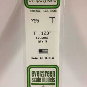 Evergreen 765 Plasticcart T Shape 3,1x3,1x350mm (3) Polystyrene T-Profil Channel