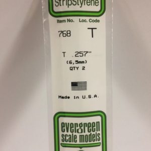 Evergreen 768 Plasticcart T Shape 6,5x6,5x350mm (2) Polystyrene T-Profil Channel