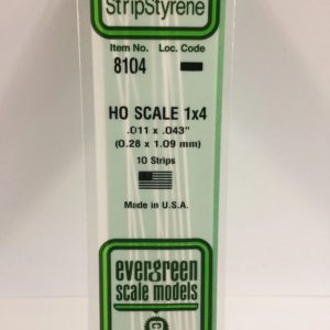 Evergreen 8104 Plasticcart HO Scale Strip 0,28x1,09x350mm Polystyrene Leisten