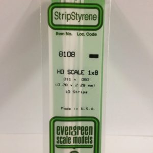 Evergreen 8108 Plasticcart HO Scale Strip 0,28x2,3x350mm 10 Polystyrene Leisten