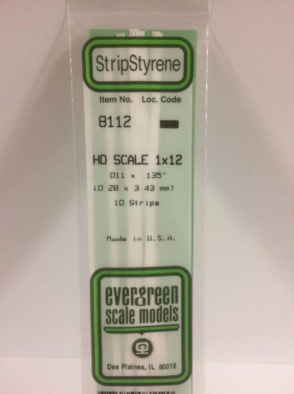 Evergreen 8112 Plasticcart HO Scale Strip 0,28x3,4x350mm 10 Polystyrene Leisten