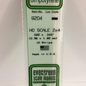 Evergreen 8204 Plasticcart HO Scale Strip 0,56x1,09x350mm 10 Polystyrene Leisten