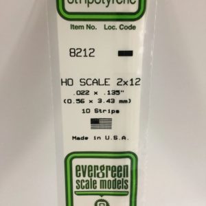 Evergreen 8212 Plasticcart HO Scale Strip 0,56x3,4x350mm 10 Polystyrene Leisten