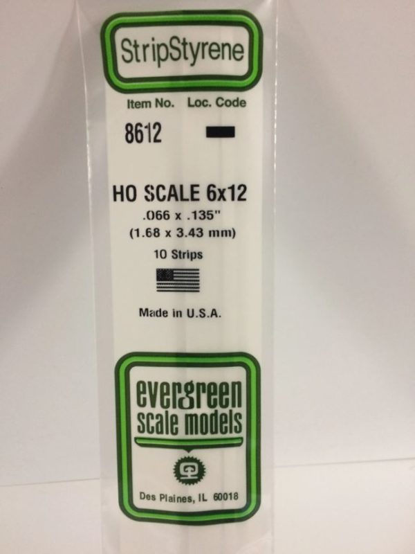 Evergreen 8612 Plasticcart HO Scale Strip 1,68x3,43x350mm 10 Polystyrene Leisten