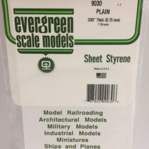 Evergreen 9030 Plasticcart Sheet Plain 150x300x0,75mm (2) Polystyrene Modellbau