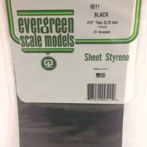 Evergreen 9511 Plasticcart Sheet Plain Black 150x300x0,25mm (4) Polystyrene