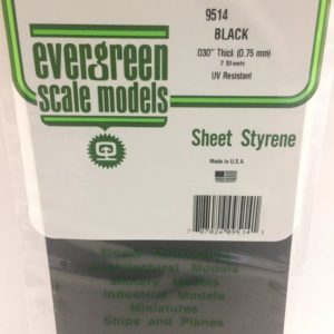 Evergreen 9514 Plasticcart Sheet Plain Black 150x300x0,75mm (2) Polystyrene