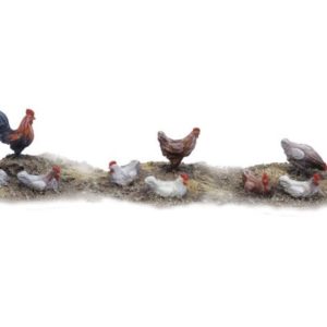 HÃ¼hner und Hahn Set 2 (9) Tabletop Art 28mm Gestalltung Chicken Rooster Diorama