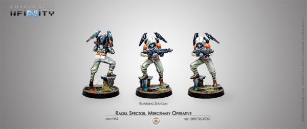 Infinity NA2 Raoul Spector Mercenary Operative Boarding Shotgun Corvus Belli