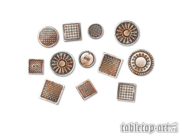 Kanaldeckel Set 1 (12) Tabletop Art Base Gestalltung GelÃ¤nde Kanal Kanalisation