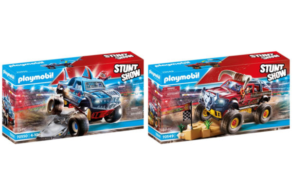 PLAYMOBIL® 2er Set: 70550 Stuntshow Monster Truck Shark + 70549 Stuntshow Monster Truck Horned