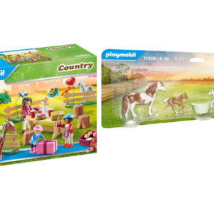 PLAYMOBIL® 2er Set: 70997 Kindergeburtstag auf dem Ponyhof + 71000 2x Island Ponys mit Fohlen