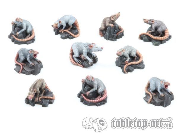 Riesenratten Rudel (10) Tabletop Art Giant Rats 28mm GroÃe Ratten Miniaturen