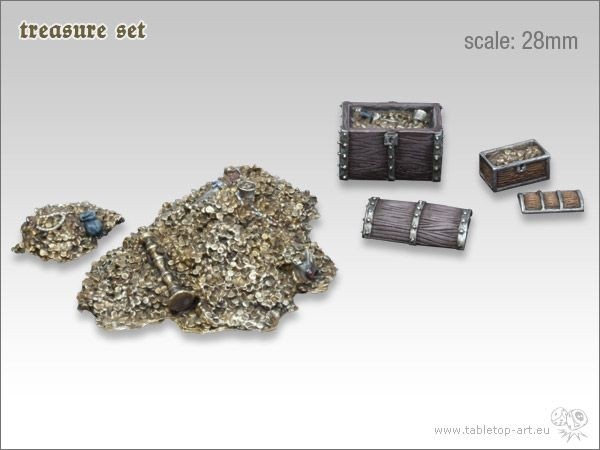 Schatz Set (6) Tabletop Art Base Gestalltung Goldschatz 28mm Umbau GelÃ¤nde Truhe