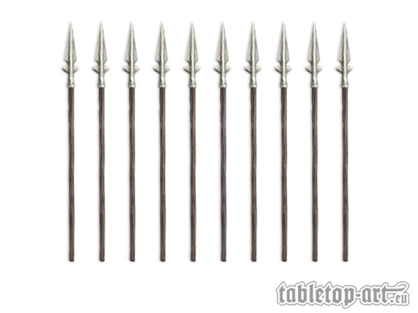 Speere Set 1 (10) 28mm Tabletop Art Waffen Umbau Speer Lanzen 54mm lang Spears