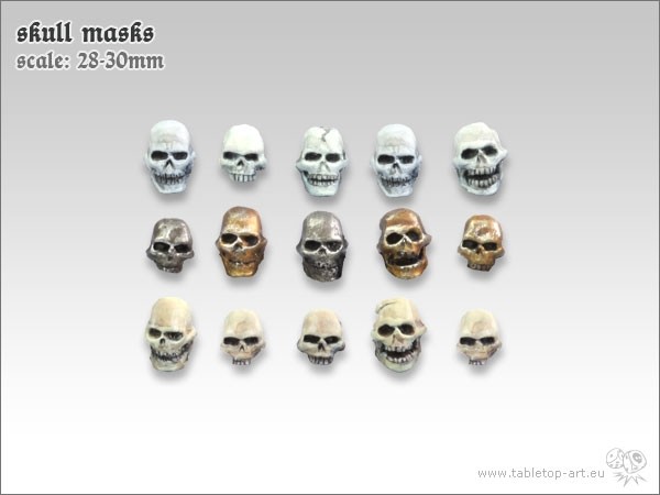 Totenkopfmasken (15) Tabletop Art Totenköpfe Umbau Skeltte Schädel Gelände 28mm