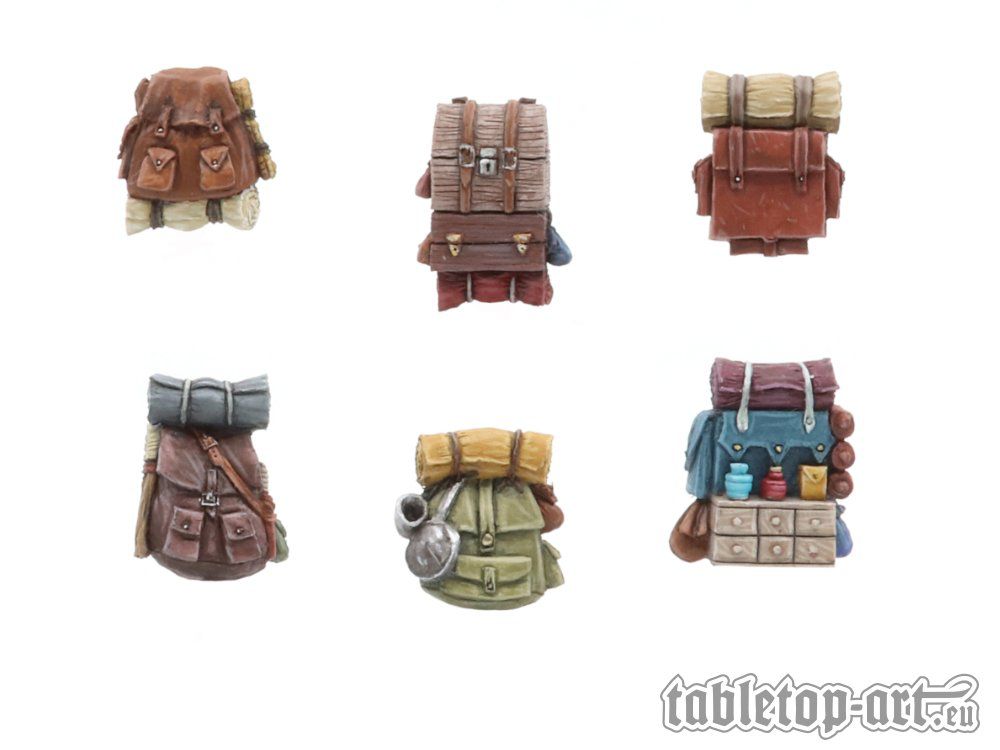 Abenteurer Rucksäcke Set 1 (6) Tabletop Art Base Gestalltung Gelände Backpacks
