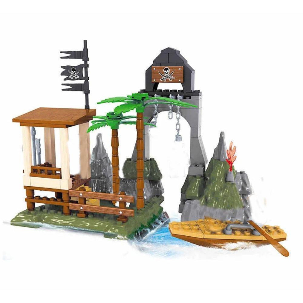 BlueBrixx Piraten Set - Insel Mit Floß & 336 Steinen Für Abenteuer-Fans