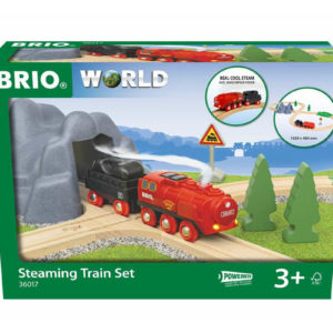 BRIO World 36017 Batterie-Dampflok Set - Klassisches Bahn-Acht Layout inklusive Bergtunnel