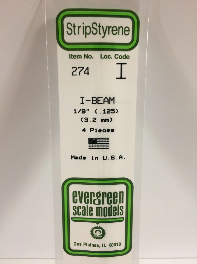 Evergreen 274 Plasticcart I-Beam 3,2x1,8x350mm (4) Polystyrene I-Profil