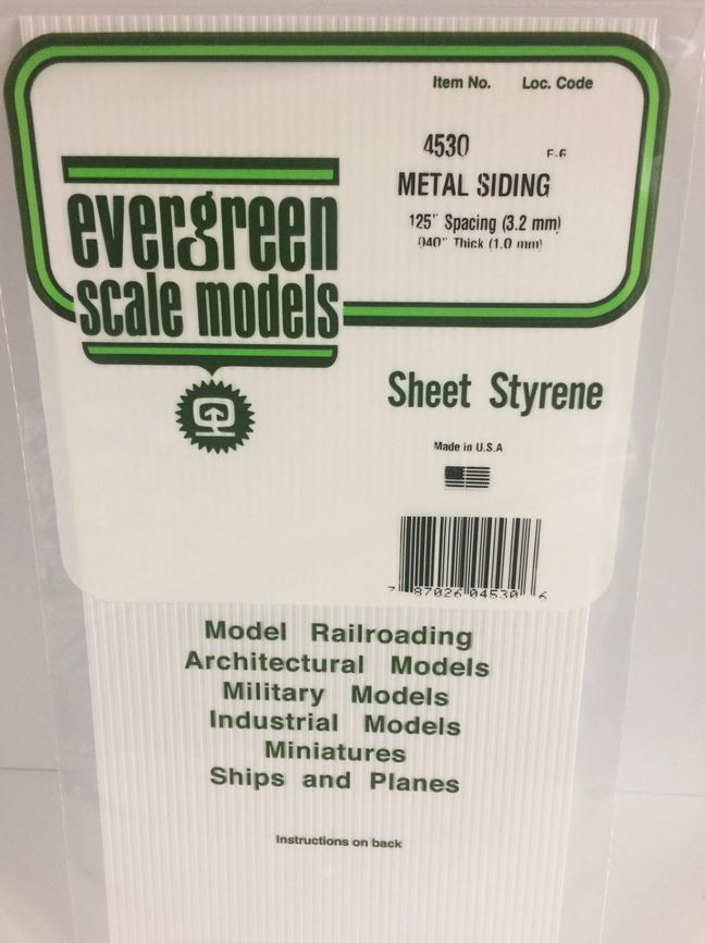 Evergreen 4530 Plasticcart Sheet Metal Siding 3,2mm Spacing 150x300x1mm