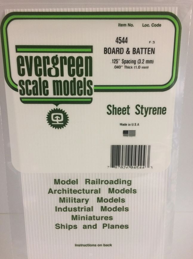 Evergreen 4544 Plasticcart Sheet Board & Batten Siding 3,2mm Spacing 150x300x1mm