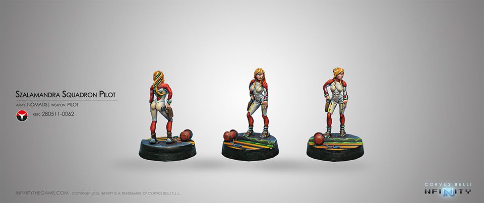 Infinity Nomads Szalamandra Squadron Pilot Pistol Corvus Belli TAG Pilotin
