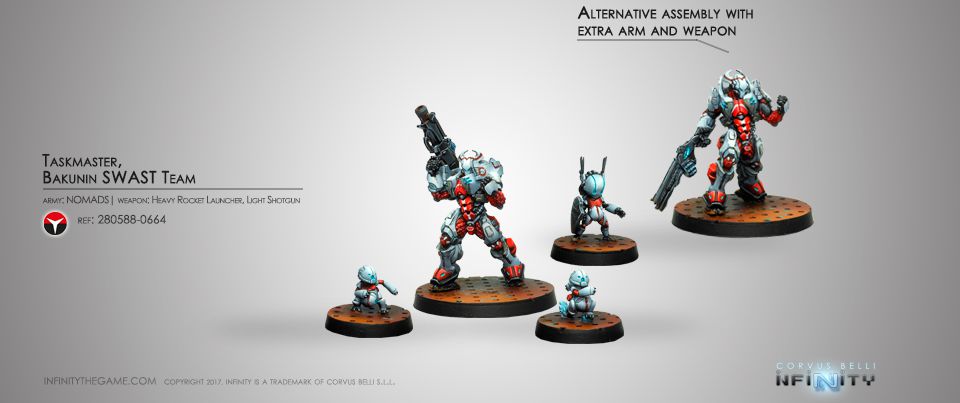 Infinity Nomads Taskmaster Bakunin SWAST Team (Red Fury) Corvus Belli INF 280588