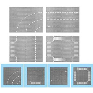 Modbrix 1701002 - City StraÃenplatten Noppen Set mit Kreuzung und Kurven - 32 x 32