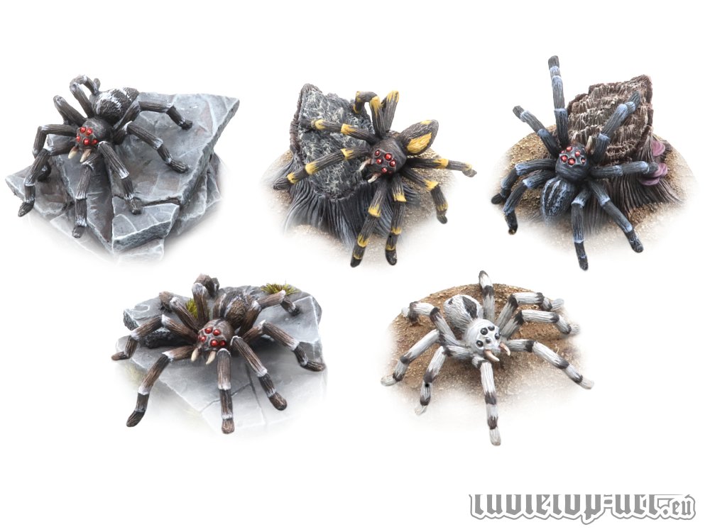 Riesenspinnen Set (5) Tabletop Art Giant Spider groÃe Spinnen 28mm Miniaturen